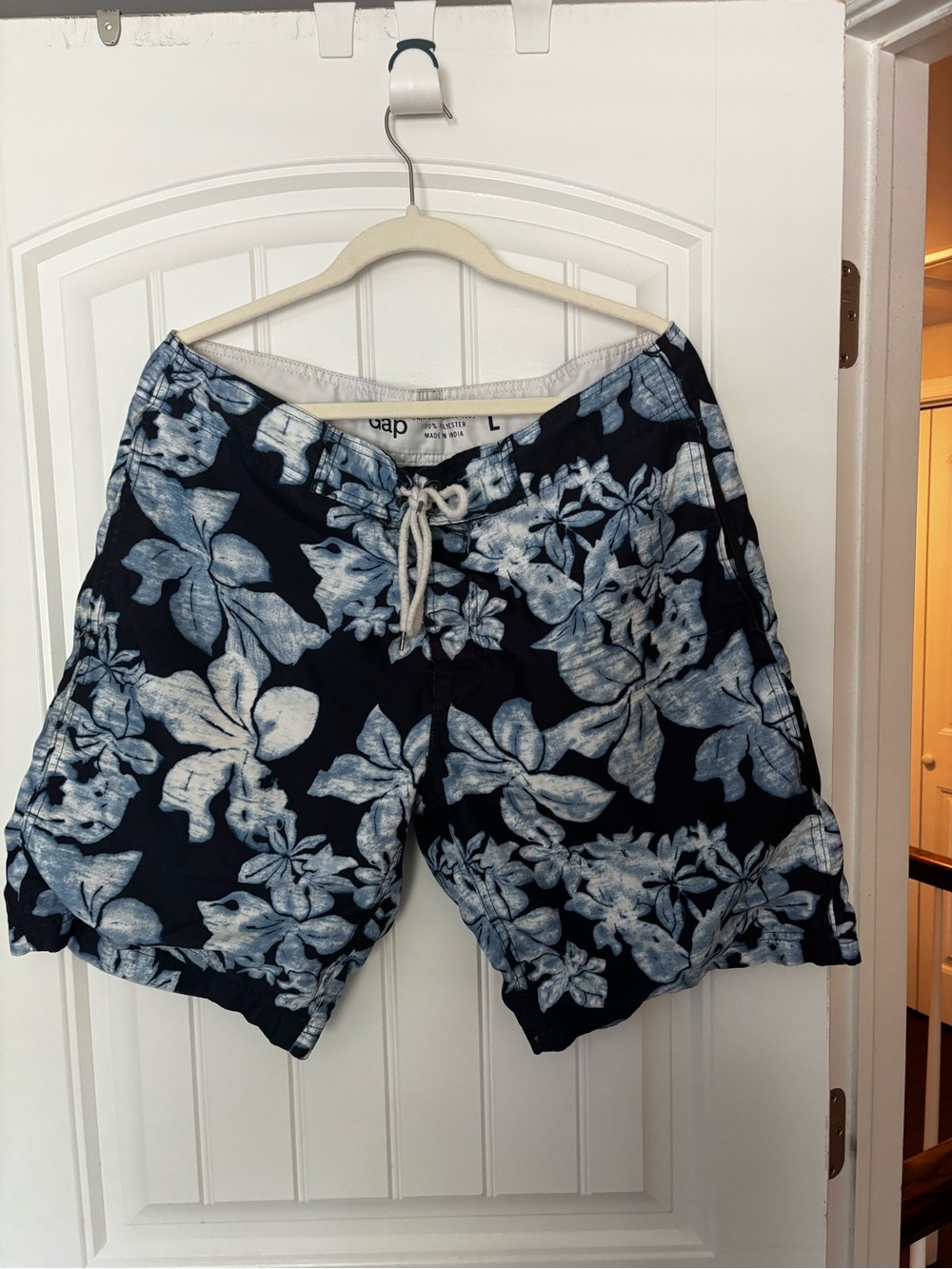 GAP Navy and White Floral Swim Board Shorts